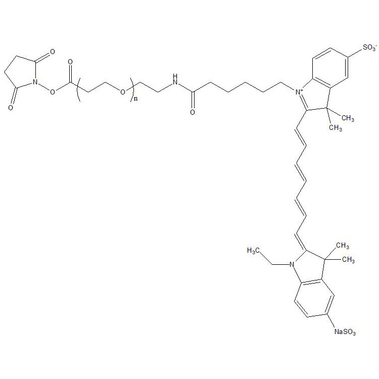 磺酸基-氰基Cy7-聚乙二醇-琥珀酰亚胺酯,Sulfo-Cy7-PEG-NHS