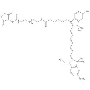 磺酸基-氰基Cy7-聚乙二醇-琥珀酰亚胺酯,Sulfo-Cy7-PEG-NHS