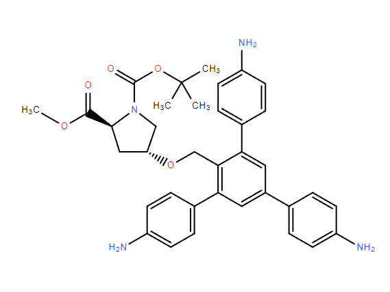 1-(叔丁基)2-甲基(2S,4R)-4-((4,4''-二氨基-5'-(4-氨基苯基)-[1,1':3',1''-三联苯]-4'-基)甲氧基)吡咯烷-1,2-二甲酸酯,1-(tert-butyl) 2-methyl (2S,4R)-4-((4,4''-diamino-5'-(4-aminophenyl)-[1,1':3',1''-terphenyl]-4'-yl)methoxy)pyrrolidine-1,2-dicarboxylate
