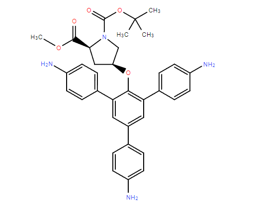 1-(叔丁基)2-甲基(2S,4R)-4-((4,4''-二氨基-5'-(4-氨基苯基)-[1,1':3',1''- 三联苯]-4'-基）氧基）吡咯烷-1,2-二羧酸酯,1-(tert-butyl) 2-methyl (2S,4R)-4-((4,4''-diamino-5'-(4-aminophenyl)-[1,1':3',1''-terphenyl]-4'-yl)oxy)pyrrolidine-1,2-dicarboxylate