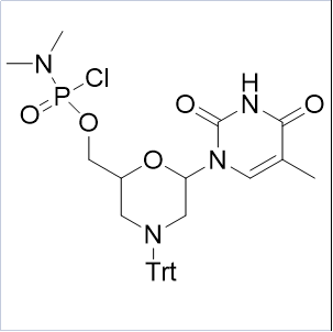 N,N-二甲基氯亚膦酰胺 [(2S,6R)-6-(3,4-二氢-5-甲基-2,4-二氧代-1(2H)-嘧啶基)-4-(三苯基甲基)-2-吗啉基]甲基酯,Morpholino T subunit; 6-(5-methyl-2, 4-dioxo-3, 4-dihydropyrimidin-1(2H)-yl)-4-ritylmorpholin-2-yl)methyl dimethylphosphoramidochloridate