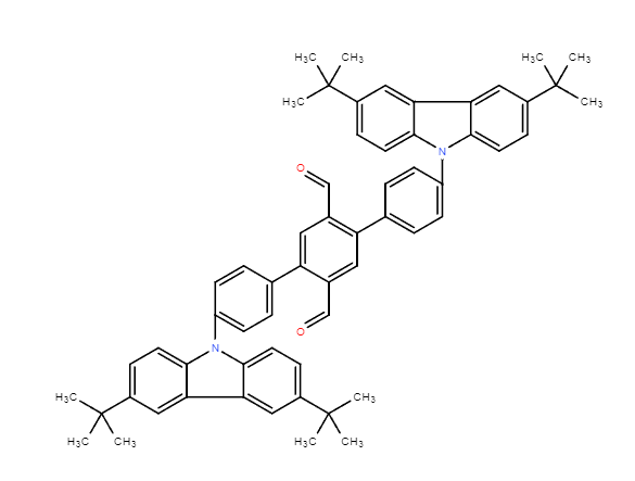4,4''-雙(3,6-二叔丁基-9H-咔唑-9-基)-[1,1':4',1''-三聯(lián)苯]-2',5'-二甲醛,4,4''-bis(3,6-di-tert-butyl-9H-carbazol-9-yl)-[1,1':4',1''-terphenyl]-2',5'-dicarbaldehyde