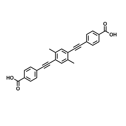 4,4'-((2,5-dimethyl-1,4-phenylene)bis(ethyne-2,1-diyl))dibenzoic acid,4,4'-((2,5-dimethyl-1,4-phenylene)bis(ethyne-2,1-diyl))dibenzoic acid