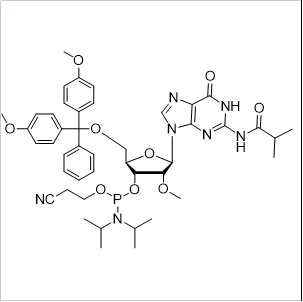 5'-O-(4,4-二甲氧基三苯甲基)-2'-O-甲基-N-异丁酰基鸟苷-3'-(2-氰基乙基-N,N-二异丙基)亚磷酰胺,5'-O-(4,4-Dimethoxytrityl)-2'-O-methyl-N-isobutyrylguanosine-3'-(2-cyanoethyl-N,N-diisopropyl)phosphoramidite