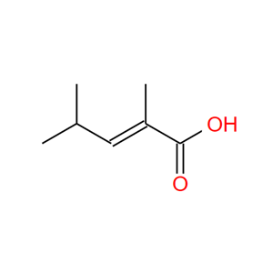 2,4-二甲基-2-戊烯酸,主要为反式