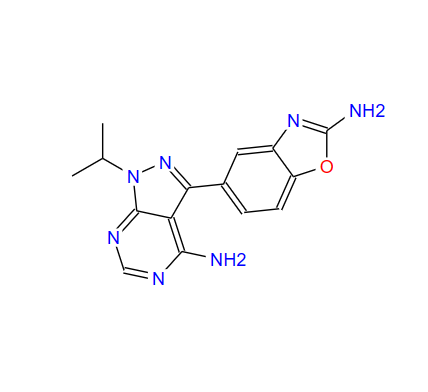 3-(2-氨基-5-苯并惡唑基)-1-(1-甲基乙基)-1H-吡唑并[3,4-D]嘧啶-4-胺,5-(4-aMino-1-isopropyl-1H-pyrazolo[3,4-d]pyriMidin-3-yl)benzo[d]oxazol-2-aMine