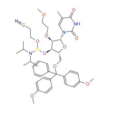 5-甲基-DMT-2'-甲氧基尿苷,5-Methyl-5'-O-(4,4'-dimethoxytrityl)-2'-O-Methoxyethyl-Uridine-3'-cyanoethyl Phosphoramidite