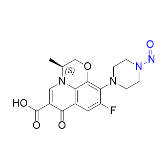 左氧氟沙星杂质34,(S)-9-fluoro-3-methyl-10-(4-nitrosopiperazin-1-yl)-7-oxo-2,3-dihydro-7H-[1,4]oxazino[2,3,4-ij]quinoline-6-carboxylic acid