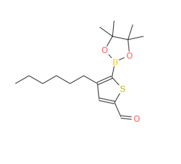 2-(4,4,5,5-四甲基-1,3,2-二氧代硼戊环-2-基)-3-己基噻吩-5-醛,IN1986, 2-(4,4,5,5-tetramethy-1,3,2-dioxaborolan-2-yl)-3-hexylthiophene-5-carbaldehyde