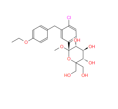 (2S,3R,4S,5S)-2-(4-氯-3-(4-乙氧苄基)苯基)-6,6-双(羟甲基)-2-甲氧基四氢-2H-吡喃-3,4,5-三醇,(2S,3R,4S,5S)-2-(4-chloro-3-(4-ethoxybenzyl)phenyl)-6,6-bis(hydroxymethyl)-2-methoxytetrahydro-2H-pyran-3,4,5-triol
