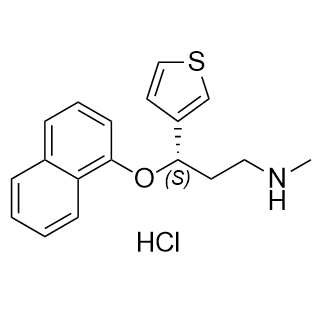 度洛西汀杂质F,(S)-N-methyl-3-(naphthalen-1-yloxy)-3-(thiophen-3-yl)propan-1-amine hydrochloride