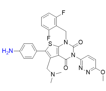 瑞卢戈利杂质05,6-(4-aminophenyl)-1-(2,6-difluorobenzyl)-5-((dimethylamino)methyl)-3-(6-methoxypyridazin-3-yl)thieno[2,3-d]pyrimidine-2,4(1H,3H)-dione