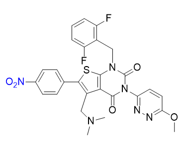 瑞卢戈利杂质06,1-(2,6-difluorobenzyl)-5-((dimethylamino)methyl)-3-(6-methoxypyridazin-3-yl)-6-(4-nitrophenyl)thieno[2,3-d]pyrimidine-2,4(1H,3H)-dione