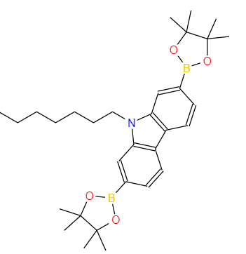 9-辛基-2,7-双(4,4,5,5-四甲基-1,3,2-二氧杂硼杂环戊烷-2-基)-9H-咔唑,9-Octyl-2,7-bis(4,4,5,5-tetramethyl-1,3,2-dioxaborolan-2-yl)-9H-carbazole