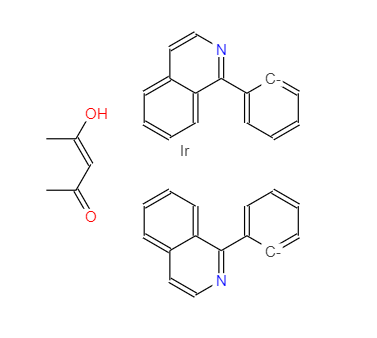 乙酰丙酮酸二(1-苯基异喹啉-C2,N)合铱(III),Ir(piq)2(acac); Bis(1-phenyl-isoquinoline-C2,N)(acetylacetonato)iridium(III)