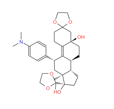 (5A,11B)-11-[4-(二甲基氨基)苯基]-5,17-二羟基-19-去甲基雄甾-9-烯-3,20-二酮双(1,2-乙二醇)环缩醛,(5a,11b)-11-[4-(Dimethylamino)phenyl]-5,17-dihydroxy-19-norpregn-9-ene-3,20-dione cyclic bis(1,2-ethanediyl acetal