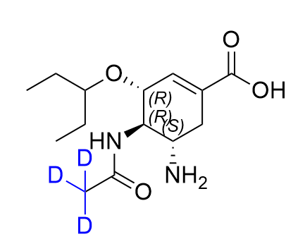 奥司他韦酸-d3,(3R,4R,5S)-4-(acetamido-2,2,2-d3)-5-amino-3-(pentan-3-yloxy)cyclohex-1-ene-1-carboxylic acid