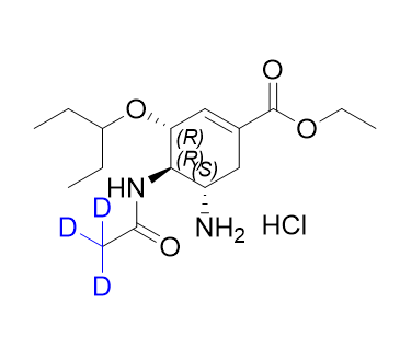 奥司他韦-d3 盐酸盐,ethyl (3R,4R,5S)-4-(acetamido-2,2,2-d3)-5-amino-3-(pentan-3-yloxy)cyclohex-1-ene-1-carboxylate hydrochloride