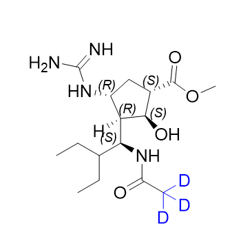 帕拉米韦甲酯-d3,methyl (1S,2S,3R,4R)-3-((S)-1-(acetamido-2,2,2-d3)-2-ethylbutyl)-4-guanidino-2-hydroxycyclopentane-1-carboxylate