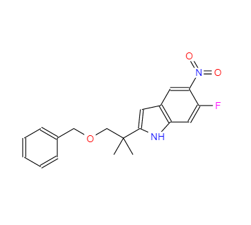 2-(1-(苄氧基)-2-甲基丙-2-基)-6-氟-5-硝基-1H-吲哚,2-[1-(benzyloxy)-2-methylpropan-2-yl]-6-fluoro-5-nitro-1H-indole