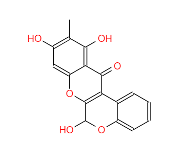 黄细心酮 B,10-Methyl-6,9,11-trihydroxy[1]benzopyrano[3,4-b][1]benzopyran-12(6H)-on