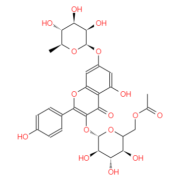 3-O-(6''-O-乙酰基)葡糖甙-7-O-鼠李糖苷堪非醇酯,Kaempferol 3-O-(6''-O-acetyl)glucoside-7-O-rhamside