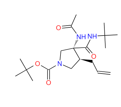 (3R,4S)-3-( N-叔丁氨基甲?；?-3-乙酰氨基-4-烯丙基四氫吡咯-1-羧酸叔丁酯,1-Pyrrolidinecarboxylic acid, 3-(acetylamino)-3-[[(1,1-dimethylethyl)amino]carbonyl]-4-(2-propen-1-yl)-, 1,1-dimethylethyl ester, (3R,4S)-rel