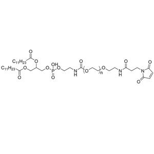 二月桂酰基磷脂酰乙醇胺-聚乙二醇-马来酰亚胺,DLPE-PEG-Mal;Maleimide-PEG-DLPE