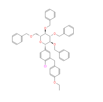 四苄基达格列净,D-Glucitol, 1,5-anhydro-1-C-[4-chloro-3-[(4-ethoxyphenyl)methyl]phenyl]-2,3,4,6-tetrakis-O-(phenylmethyl)-, (1S)-