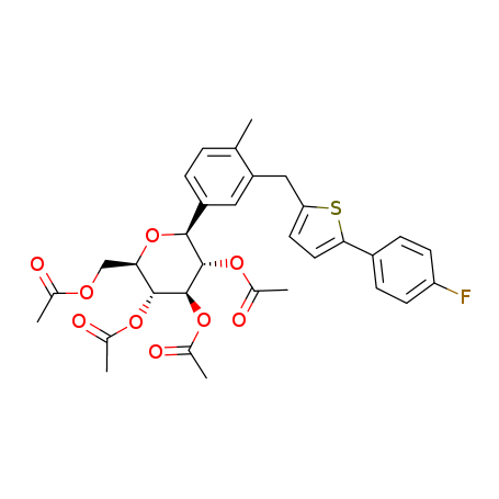 (1S)-1,5-脫水-1-C-[3-[[5-(4-氟苯基)-2-噻吩基]甲基]-4-甲基苯基]-D-山梨糖醇四乙酸酯,(1S)-1,5-Anhydro-1-C-[3-[[5-(4-fluorophenyl)-2-thienyl]methyl]-4-methylphenyl]-D-glucitol tetraacetate