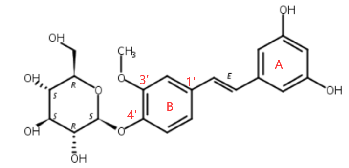 異丹葉大黃素-4'-O-葡萄糖苷,Gnetifolin E