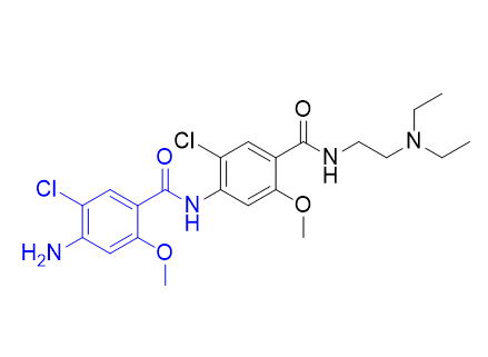 甲氧氯普胺杂质09,4-amino-5-chloro-N-(2-chloro-4-((2-(diethylamino)ethyl)carbamoyl)-5-methoxyphenyl)-2-methoxybenzamide