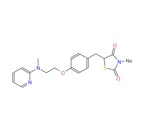 5-[[4-[2-(甲基-2-吡啶氨基)乙氧基]苯基]甲基]-2,4-噻唑烷二酮钠盐,5-(4-(2-(Methyl(pyridin-2-yl)amino)ethoxy)benzyl)thiazolidine-2,4-dione sodium salt