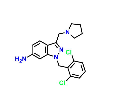 1-(2,6-二氯苄基)-3-(吡咯烷-1-基甲基)-1H-吲唑-6-胺,1-(2,6-Dichlorobenzyl)-3-(pyrrolidin-1-ylmethyl)-1H-indazol-6-amine
