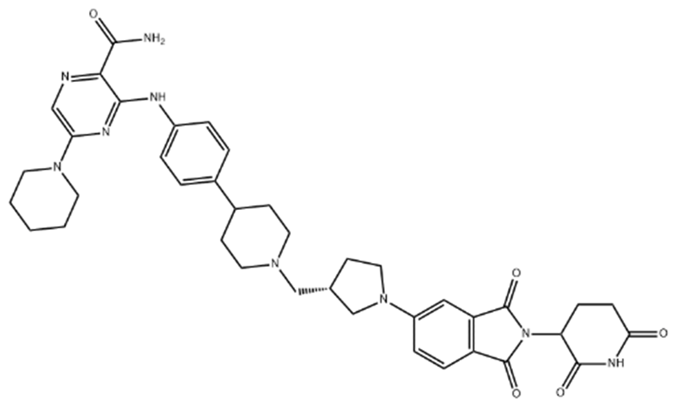 NX-2127,2-Pyrazinecarboxamide, 3-[[4-[1-[[(3S)-1-[2-(2,6-dioxo-3-piperidinyl)-2,3-dihydro-1,3-dioxo-1H-isoindol-5-yl]-3-pyrrolidinyl]methyl]-4-piperidinyl]phenyl]amino]-5-(1-piperidinyl)-