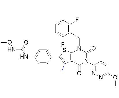 瑞盧戈利雜質(zhì)10,1-(4-(1-(2,6-difluorobenzyl)-3-(6-methoxypyridazin-3-yl)-5-methyl- 2,4-dioxo-1,2,3,4-tetrahydrothieno[2,3-d]pyrimidin-6-yl)phenyl)-3- methoxyurea