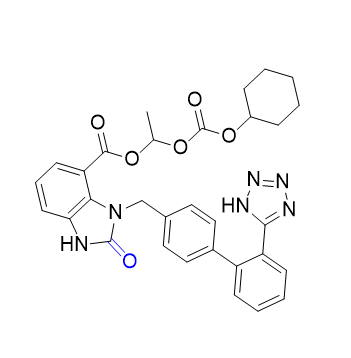 坎地沙坦酯杂质02,(1RS)-1-[[(cyclohexyloxy)carbonyl]oxy]ethyl 2-oxo-3-[[2'-(1H- tetrazol-5-yl)biphenyl-4-yl]methyl]-2,3-dihydro-1H-benzimidazole-4- carboxylate