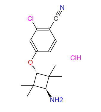 4-((1r,3r)-3-amino-2,2,4,4-tetramethylcyclobutoxy)-2-chlorobenzonitrile hydrochloride,4-((1r,3r)-3-amino-2,2,4,4-tetramethylcyclobutoxy)-2-chlorobenzonitrile hydrochloride