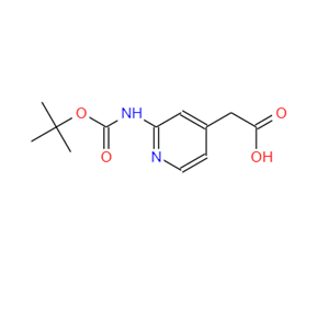 2-叔丁氧羰基氨基-4-吡啶乙酸;2-(2-((叔丁氧羰基)氨基)吡啶-4-基)乙酸,(2-tert-Butoxycarbonylamino-pyridin-4-yl)-acetic acid