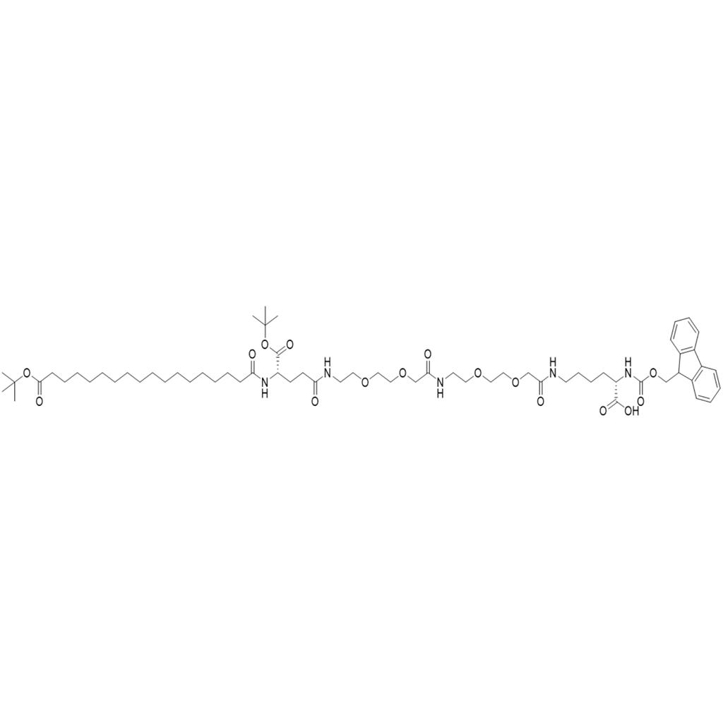 (3S,30S)-3-羧基-30-(叔丁氧羰基)- 9,18,27,32-四氧代-11,14,20,23-四氧杂-2,8,17,26,31-五氮杂四十九烷二酸 49-叔丁酯 1-(9H-芴-9-基甲基)酯,Fmoc-Lys(Oct(otBu)-Glu(otBu)-AEEA-AEEA)-OH