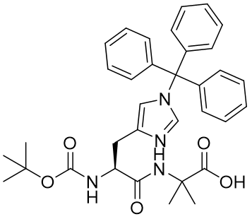 (S)-2-(2-((叔丁氧羰基)氨基)-3-(1-三苯甲基-1H-咪唑-4-基)丙酰胺基)-2-甲基丙酸,Boc-His(Trt)-Aib-OH