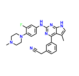 3-[2-[[3-氟-4-(4-甲基-1-哌嗪基)苯基]氨基]-5-甲基-7H-吡咯并[2,3-D]嘧啶-4-基]苯乙腈,2-(3-(2-((3-Fluoro-4-(4-methylpiperazin-1-yl)phenyl)amino)-5-methyl-7H-pyrrolo[2,3-d]pyrimidin-4-yl)phenyl)acetonitrile