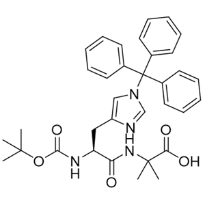 (S)-2-(2-((叔丁氧羰基)氨基)-3-(1-三苯甲基-1H-咪唑-4-基)丙酰胺基)-2-甲基丙酸,Boc-His(Trt)-Aib-OH