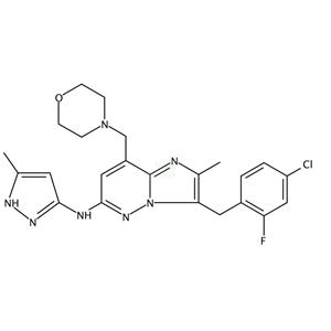3-[(4-氯-2-氟苯基)甲基]-2-甲基-N-(5-甲基-1H-吡唑-3-基)-8-(4-吗啉甲基)咪唑并[1,2-b]哒嗪-6-胺 1229236-86-5   