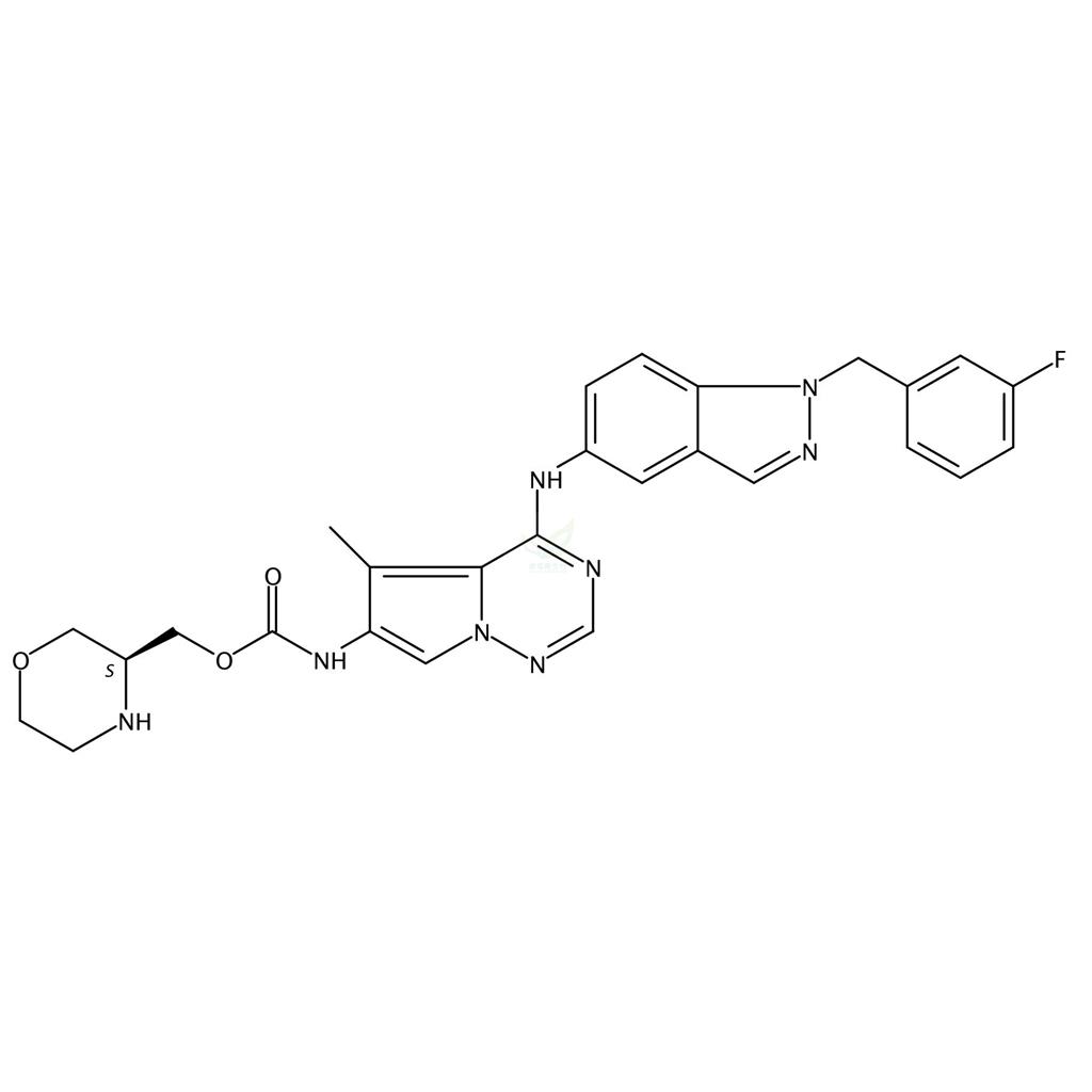 [4-[[1-(3-氟苄基)-1H-吲唑-5-基]氨基]-5-甲基吡咯并[2,1-f][1,2,4]三嗪-6-基]氨基甲酸(S)-吗啉-3-基甲酯,BMS 599626