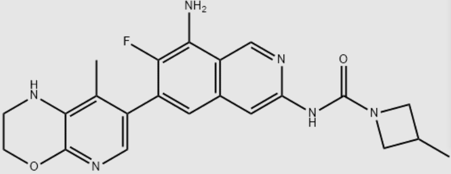 1-Azetidinecarboxamide, N-[8-amino-6-(2,3-dihydro-8-methyl-1H-pyrido[2,3-b][1,4]oxazin-7-yl)-7-fluoro-3-isoquinolinyl]-3-methyl-,1-Azetidinecarboxamide, N-[8-amino-6-(2,3-dihydro-8-methyl-1H-pyrido[2,3-b][1,4]oxazin-7-yl)-7-fluoro-3-isoquinolinyl]-3-methyl-