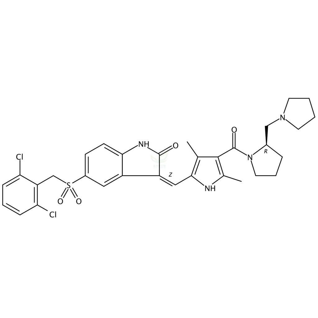 (2R)-1-[[5-[(Z)-[5-[[(2,6-二氯苯基)甲基]磺酰]-1,2-二氫-2-氧代-3H-吲哚-3-亞基]甲基]-2,4-二甲基-1H-吡咯-3-基]羰基]-2-(1-吡咯烷甲基)吡咯烷,PHA-665752