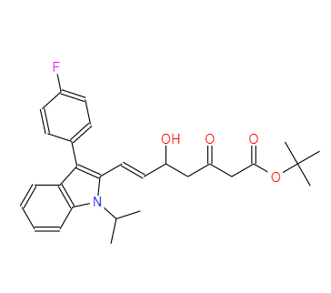 氟伐醇酮,tert-Butyl (E)-7-[3'-(4''-fluorophenyl)-1'-methylethyl-indol-2'-yl]-3-hydroxy-5-oxo-6-heptenoate