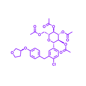 (1S)-1,5-脱水-1-C-[4-氯-3-[[4-[[(3S)-四氢-3-呋喃基]氧基]苯基]甲基]苯基]-D-山梨糖醇四乙酸酯,(2R,3R,4R,5S,6S)-2-(Acetoxymethyl)-6-(4-chloro-3-(4-(((S)-tetrahydrofuran-3-yl)oxy)benzyl)phenyl)tetrahydro-2H-pyran-3,4,5-triyl triacetate