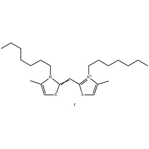 季胺盐-73,3-heptyl-2-[(3-heptyl-4-methyl-3H-thiazol-2-ylidene)methyl]-4-methylthiazolium iodide